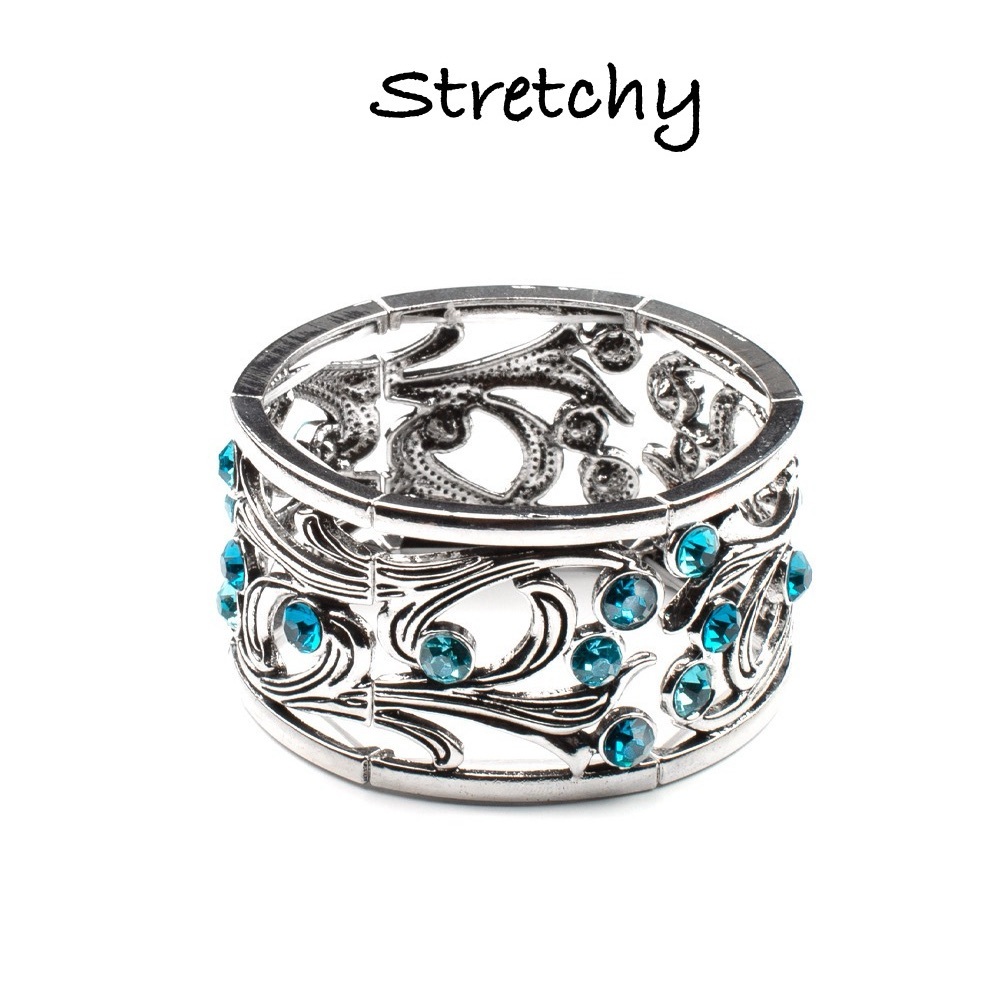 Silver and Blue Gemstone Stretch Bracelet
